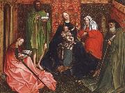 Robert Campin Madonna and Child with saints in a inhagnad tradgard oil painting
